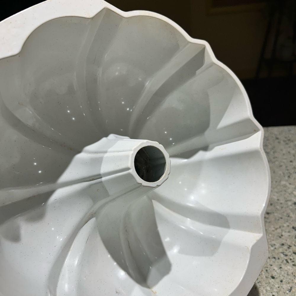 Handmade pumpkin made out of a white bunt cake pan. - Picture 3 of 3
